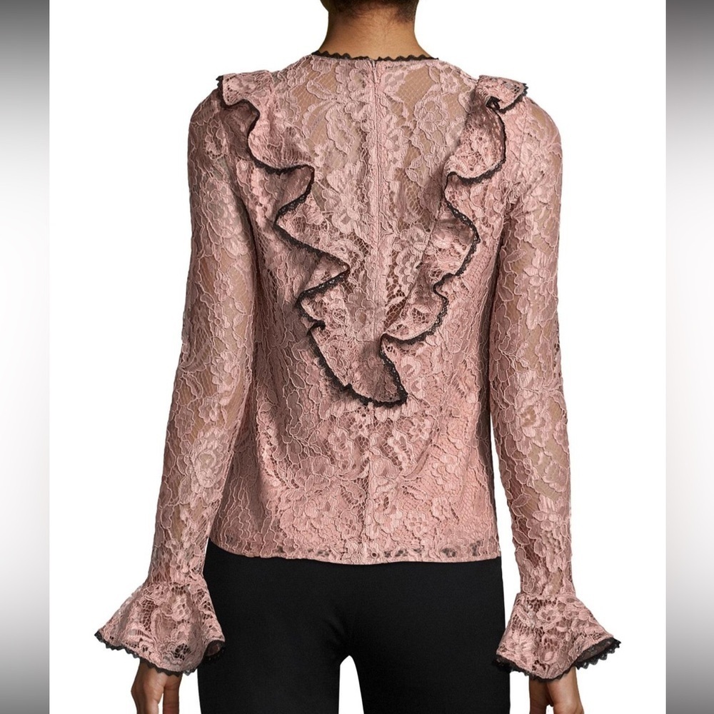 ALEXIS Lace Ruffle Top - Pink Sz L